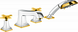 Смеситель на борт ванны Hansgrohe Metropol Classic, на 4 отверстия, с крестовыми рукоятками, хром/золото