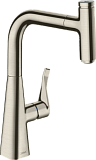 Кухонный смеситель Hansgrohe Select Metris M71 однорычажный, 240, с вытяжным изливом, 1jet, sBox, сталь