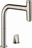 Кухонный смеситель Hansgrohe Select Metris M71 на 2 отверстия, однорычажный, 200, с вытяжным изливом, 1jet, sBox, сталь