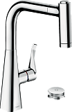 Кухонные смеситель Hansgrohe Select Metris M71 на 2 отверстия, однорычажный, 220, с вытяжным душем, 2jet, sBox