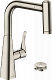 Кухонные смеситель Hansgrohe Select Metris M71 на 2 отверстия, однорычажный, 220, с вытяжным душем, 2jet, sBox, сталь