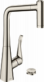 Кухонные смеситель Hansgrohe Select Metris M71 на 2 отверстия, однорычажный, 320, с вытяжным душем, 2jet, sBox, сталь