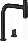 Кухонный смеситель Hansgrohe Select Metris M71 на 2 отверстия, однорычажный, 200, с вытяжным душем, 2jet, sBox, черный матовый
