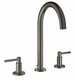 Смеситель Grohe Atrio New двухвентильный для раковины на 3 отверстия, монтаж на бортик, темный графит матовый