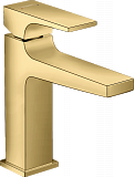 Смеситель для раковины Hansgrohe Metropol 110, однорычажный, с рычаговой рукояткой, со сливным клапаном Push-Open, золото