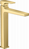 Смеситель для раковины Hansgrohe Metropol 260, однорычажный, с рычаговой рукояткой, со сливным клапаном Push-Open, для раковины в форме таза, золото
