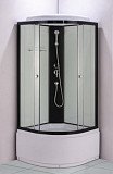 Душевая кабина Водный Мир ВМ-810 (90х90х215), стенки матовые, стекла прозрачные, высокий поддон, черный профиль