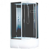 Душевая кабина Водный Мир ВМ-8803, 80х110х215, стенки черные, стекла тонированные, высокий поддон, левая