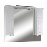 Зеркало-шкаф Lindis Лимани 105 с подсветкой, шкафчики по бокам, белый